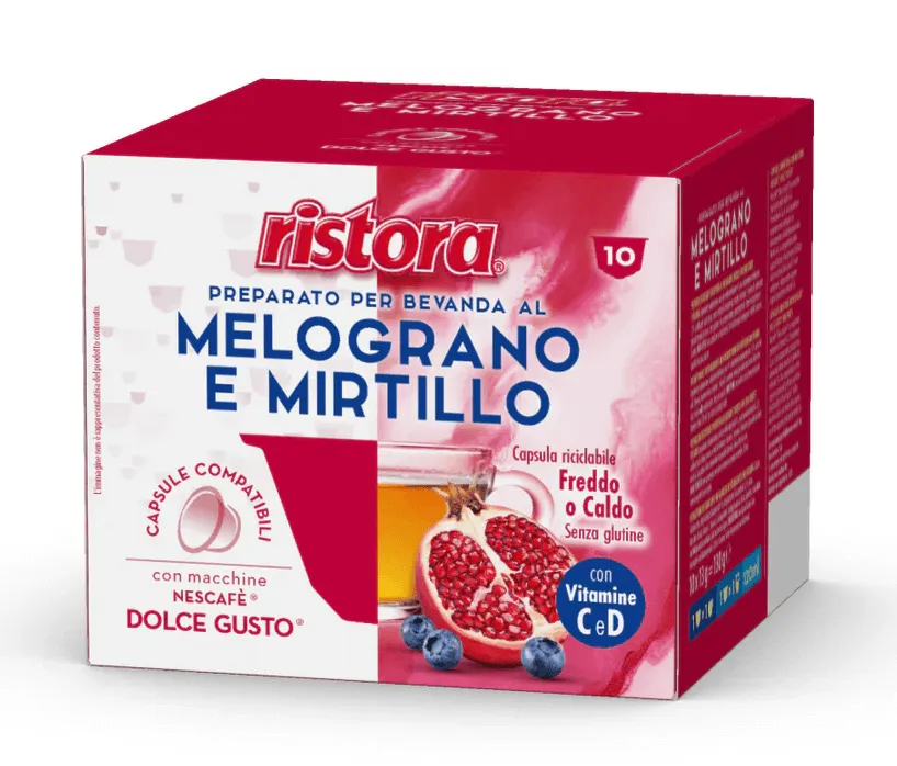 10 Capsule MELOGRANO E MIRTILLO Ristora compatibile Nescafè Dolce Gusto