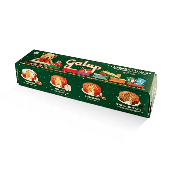 Panettoncini Galup Mignon Assortiti 400g Verde - Tradizionale, Paradiso, Mela e Gocce di Cioccolato