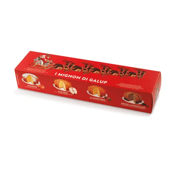 Panettoncini Galup Mignon Assortiti 400g Rosso - Tradizionale, Paradiso, Mela e Gocce di Cioccolato