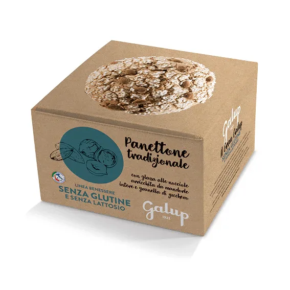 Panettone Gran Galup Tradizionale con canditi Glassa Nocciole e Mandorle - Gluten Free 400g