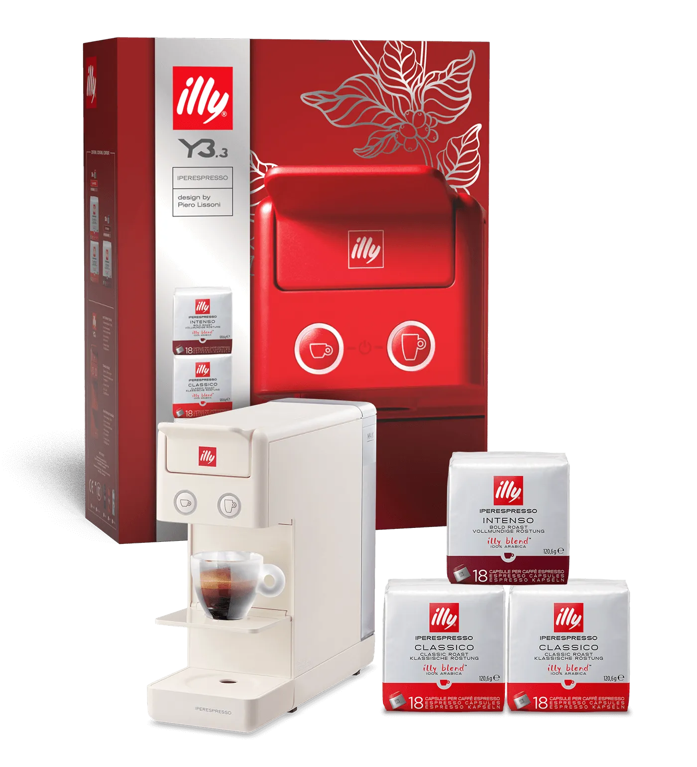 PROMOZIONE Illy Y3.3 ESPRESSO & COFFEE - Macchina da Caffè Iperespresso Bianca e 3 confezioni di capsule