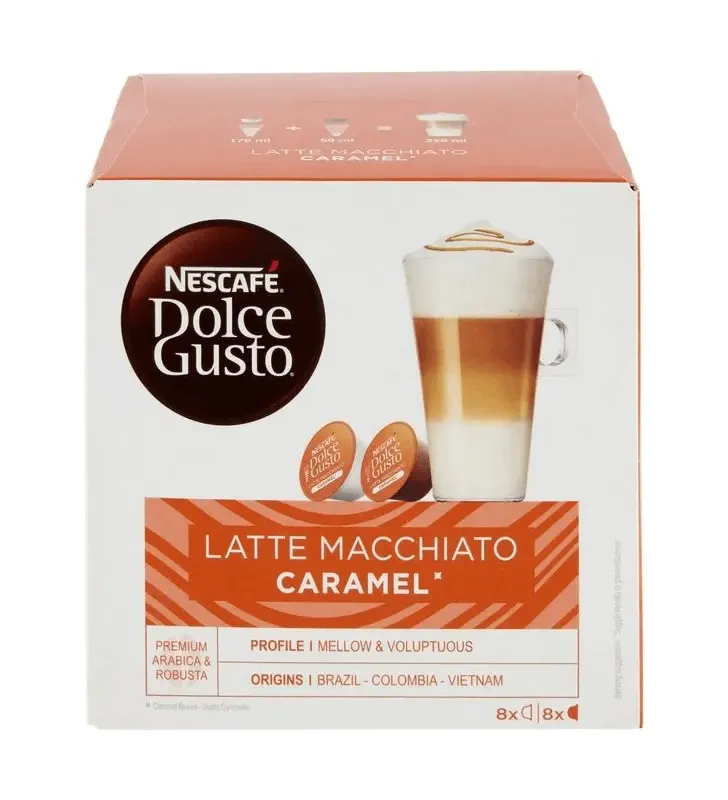 16 Capsule LATTE MACCHIATO CARAMEL originali Nescafè Dolce Gusto