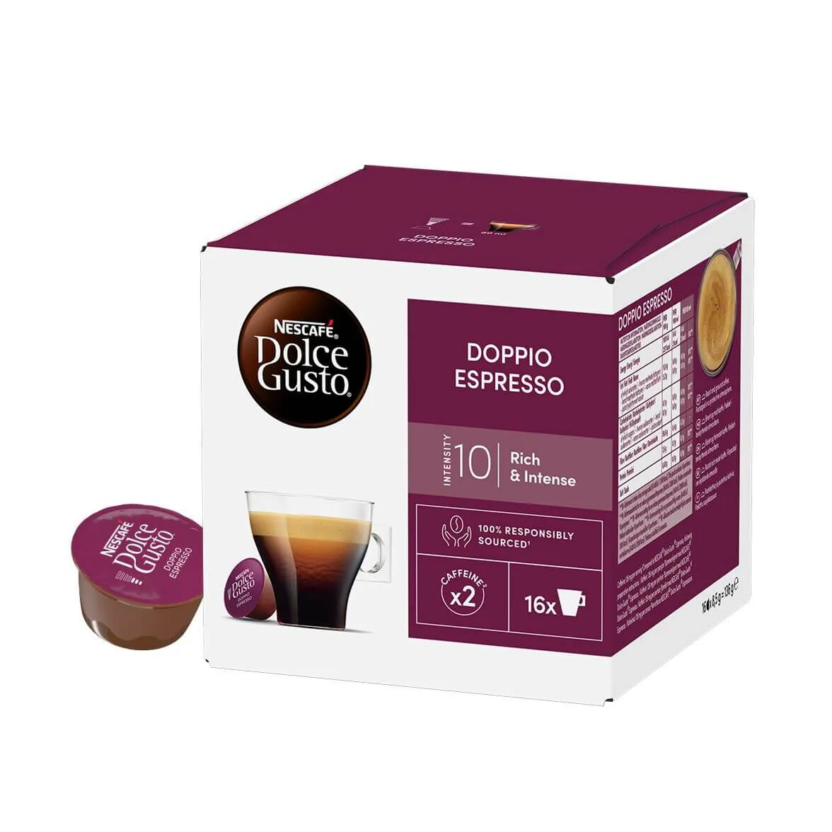 16 Capsule Nescafé® Espresso Doppio - Compatibili Dolce Gusto® Intensità 10/10