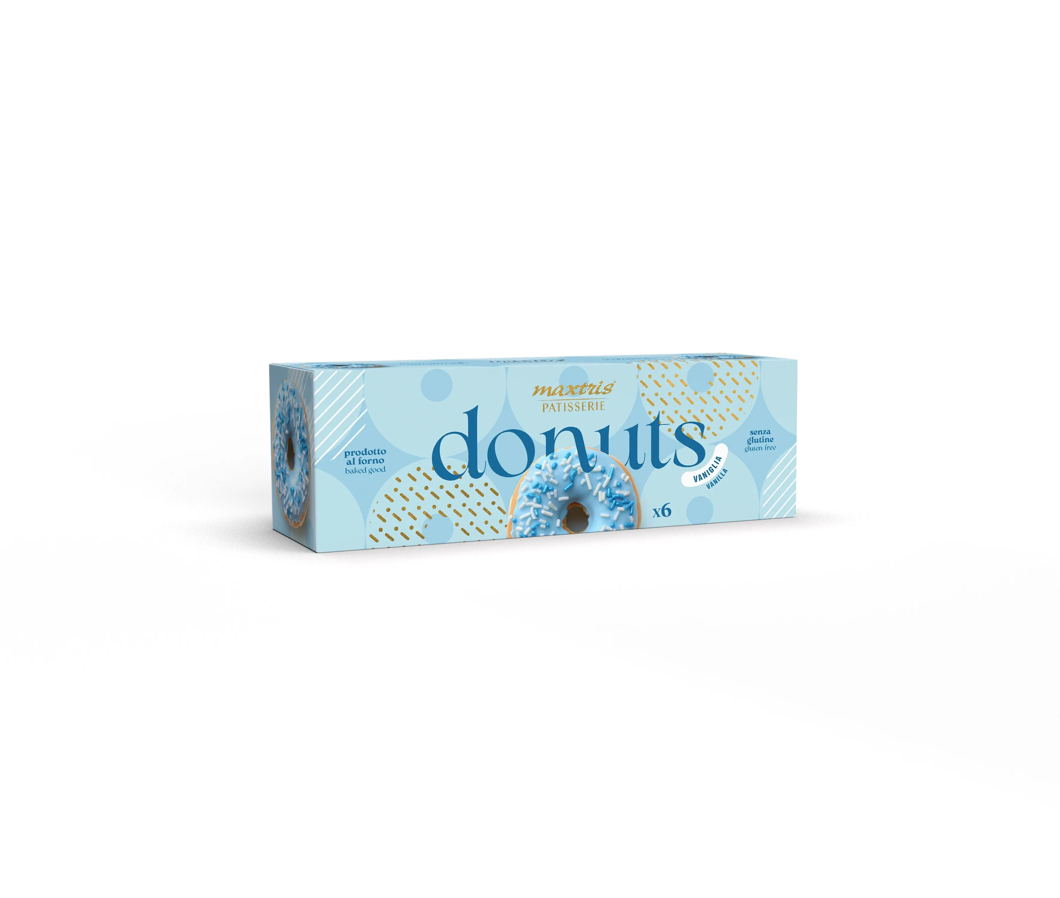 6 pezzi Maxtris Donuts Vaniglia - ciambelle alla vaniglia senza glutine
