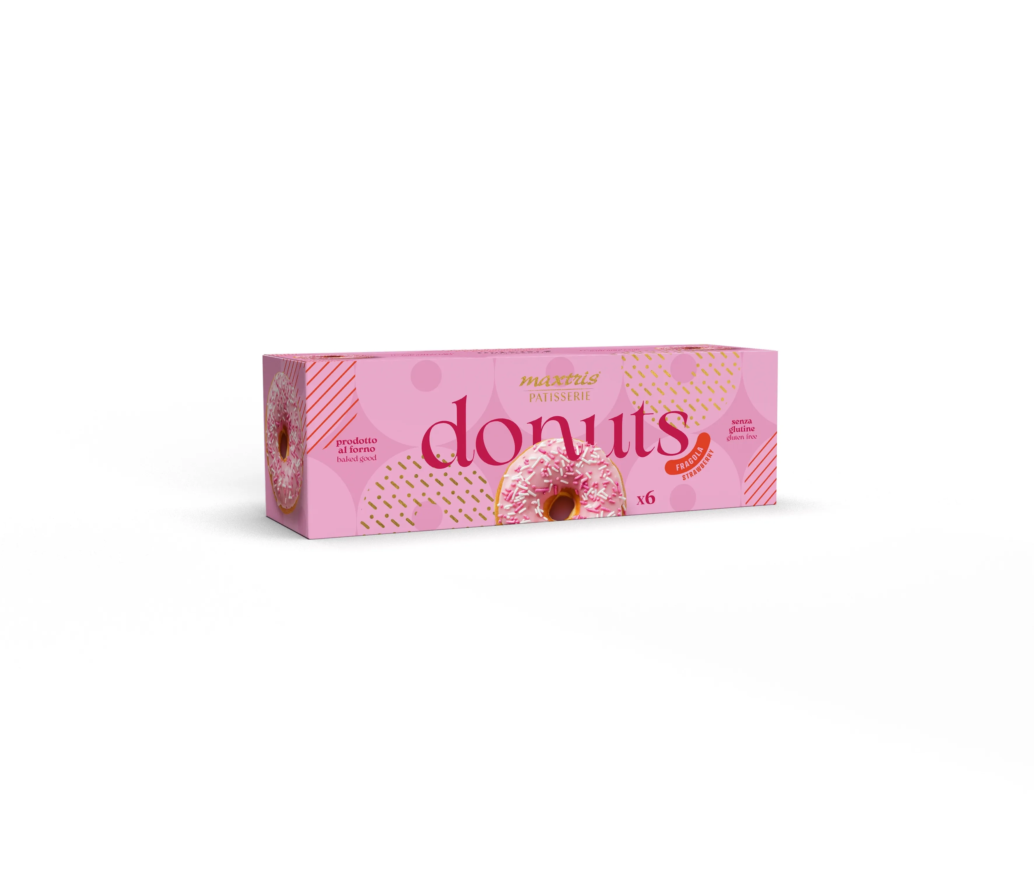 6 pezzi Maxtris Donuts Fragola 210g - ciambelle alla fragola