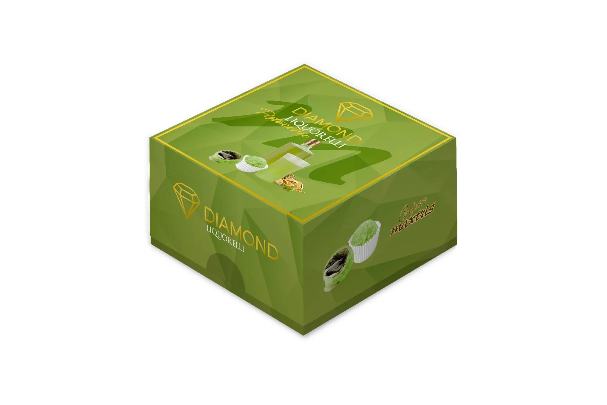 Diamond Liquorelli Pistacchio - cioccolato fondente 60%, gusto Pistacchio
