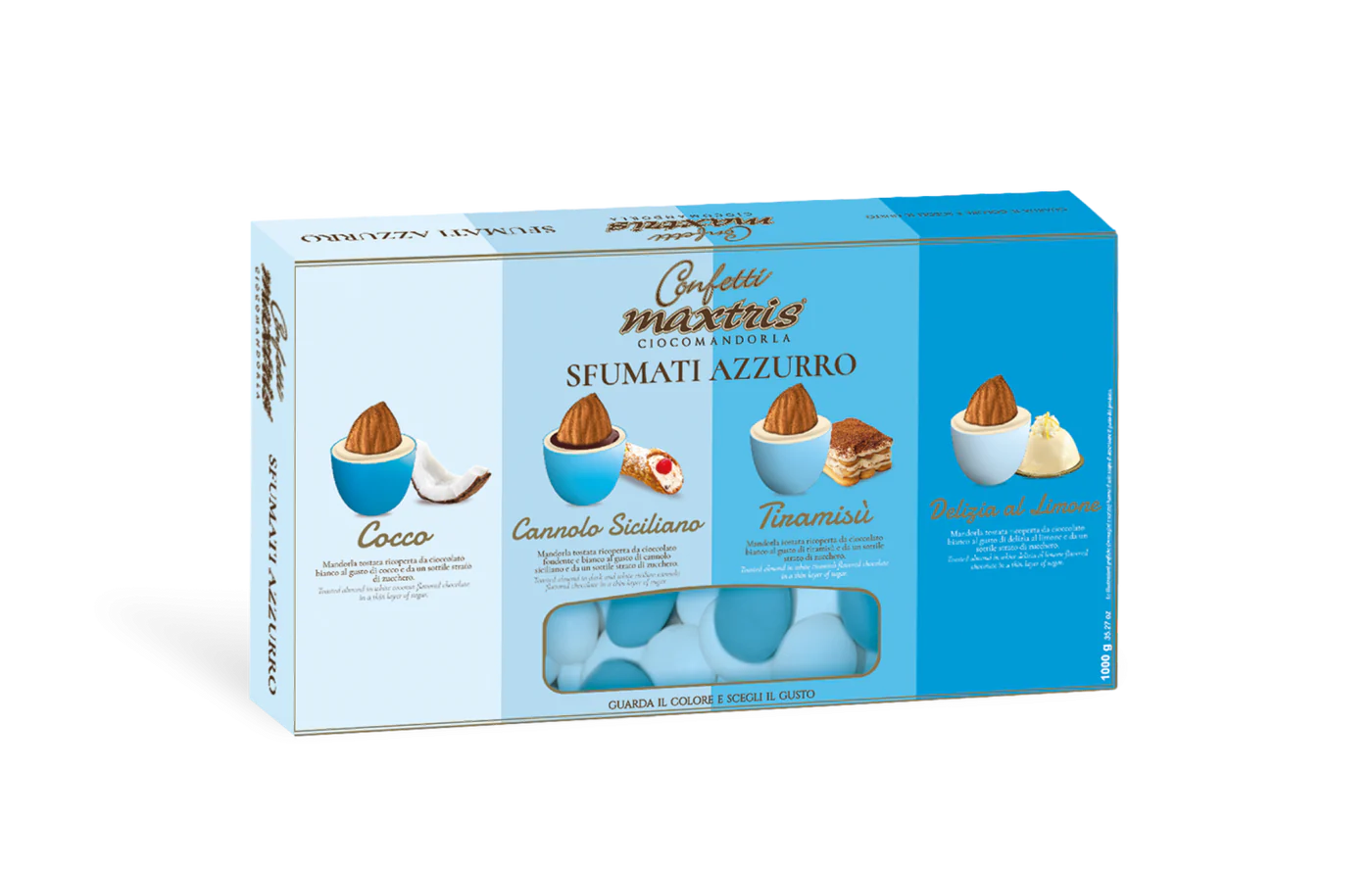 1Kg Maxtris Ciocomandorla Sfumati Azzurro - confetti blu 1kg