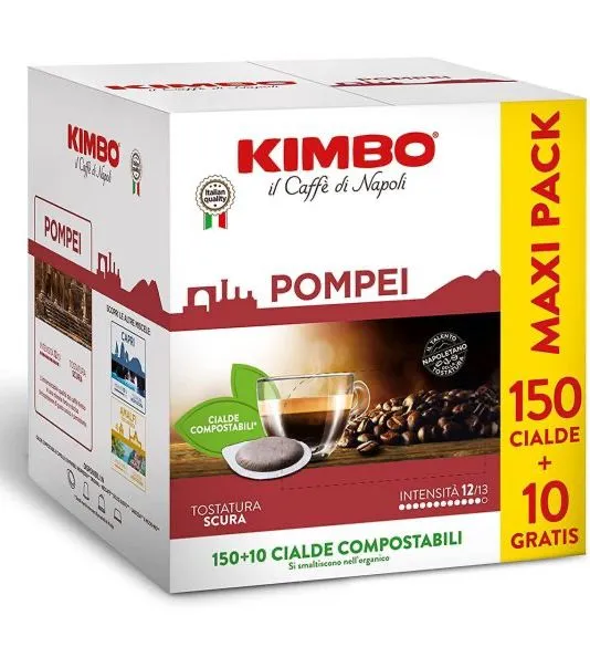 150+10 OMAGGIO Cialde Caffè KIMBO Compostabili ESE 44 - Miscela Pompei