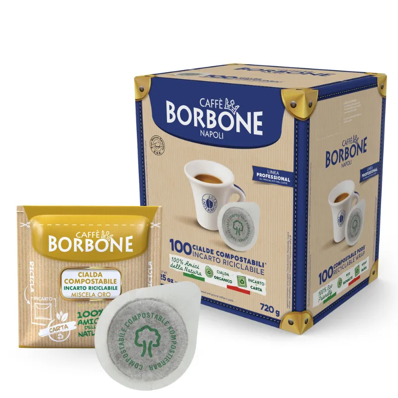 100 Cialde ESE 44 mm Compostabili Caffè Borbone Miscela Oro