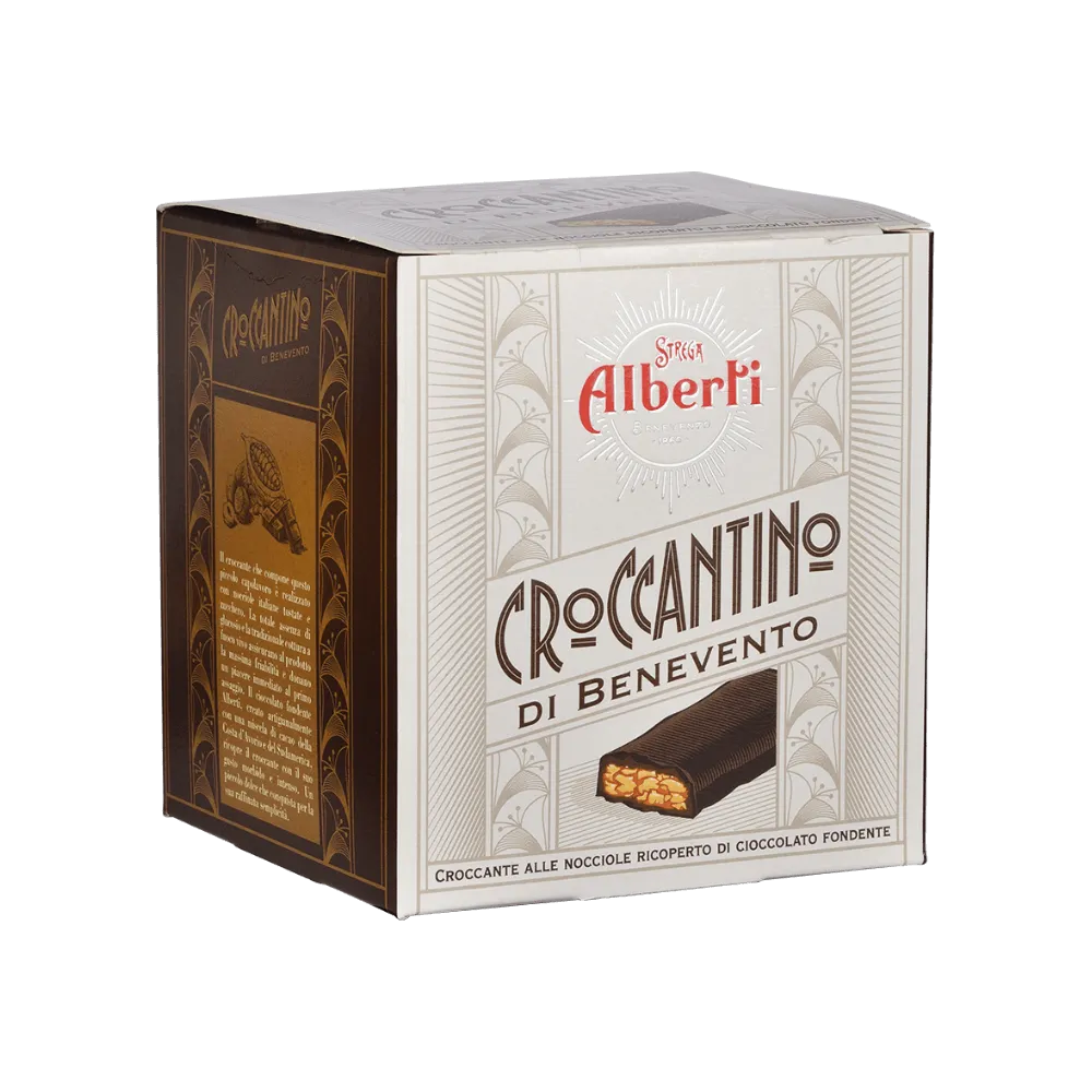 Strega Alberti Cubotto Croccantino di Benevento 200g – Croccante alle Nocciole e Cioccolato Fondente