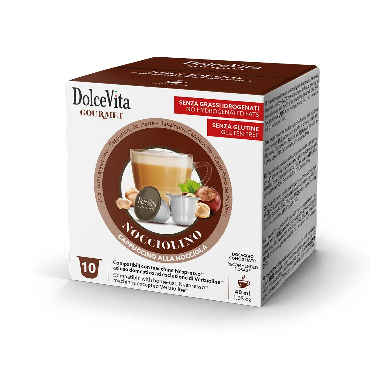 10pz Nocciolino Dolce Vita Capsule Nespresso - Caffè Gusto Nocciola