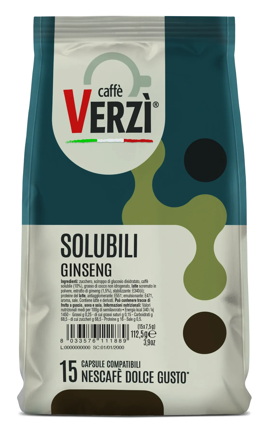 15 Capsule GINSENG Caffè Verzì compatibili DOLCE GUSTO