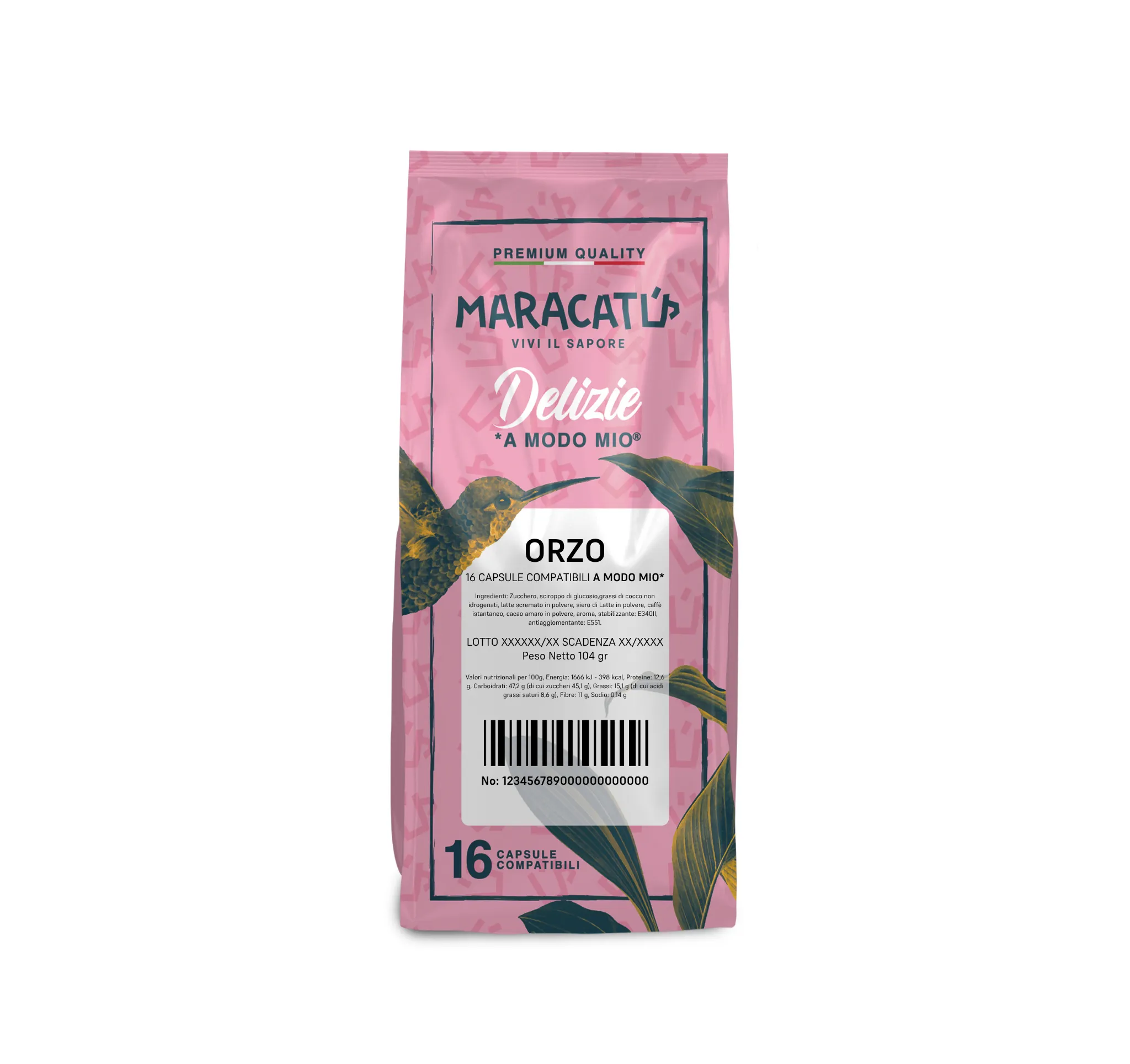 16 Capsule Maracatú Orzo A Modo Mio - Solubile, Compatibili Lavazza