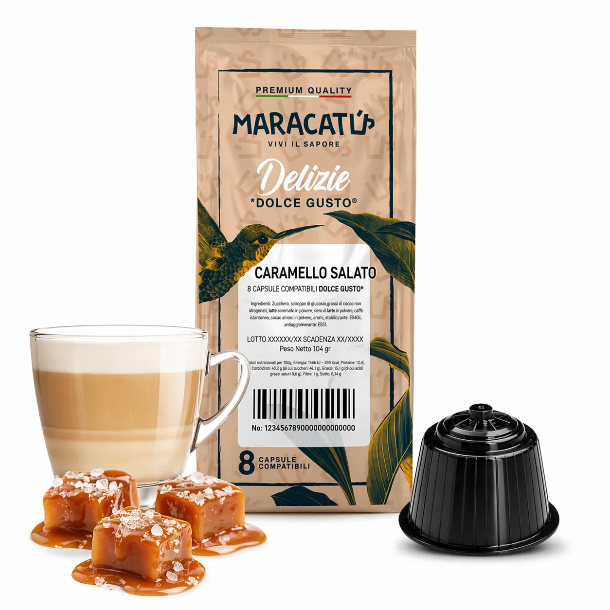 8 Capsule Maracatú Caramello Salato Compatibili Dolce Gusto